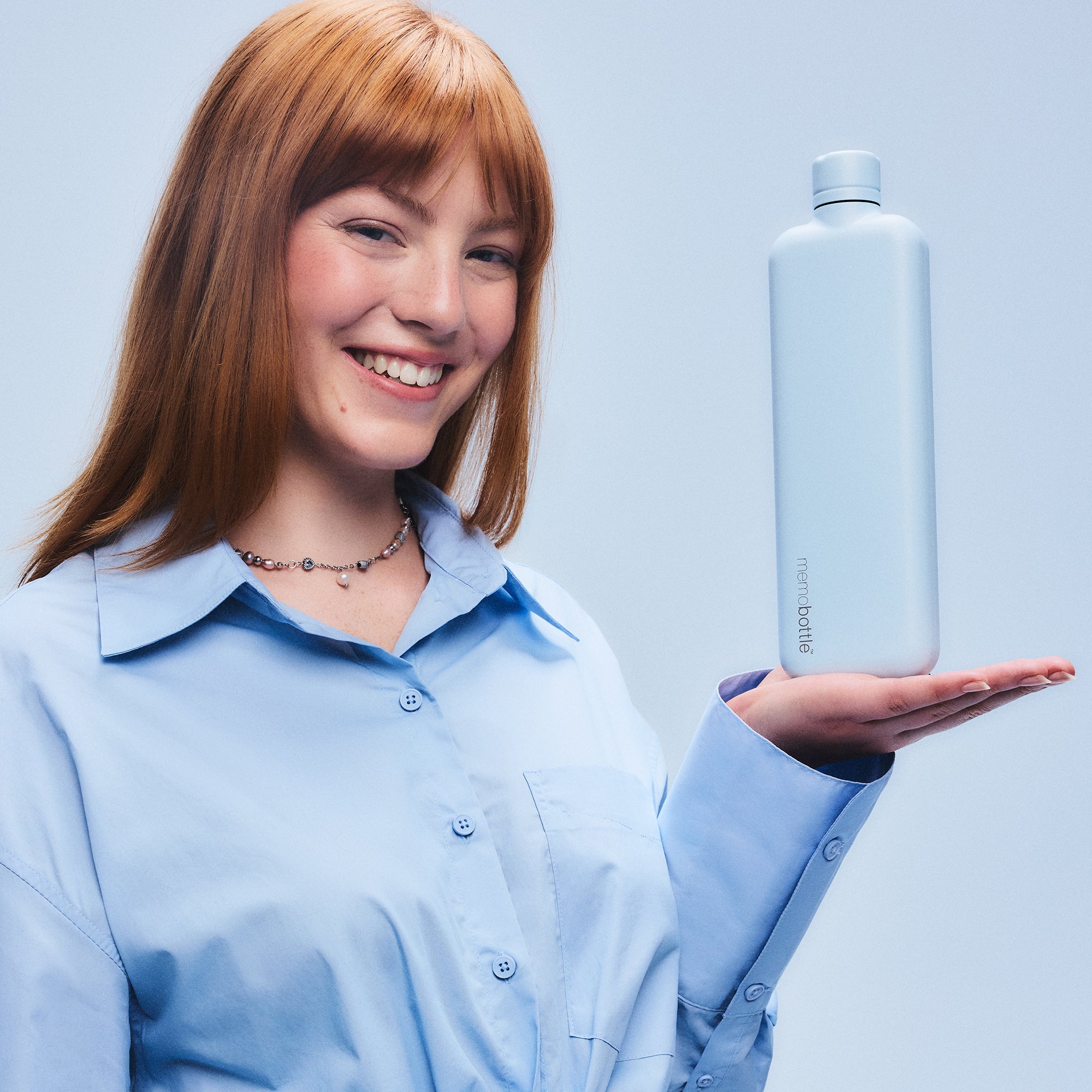 SLIM Stainless Steel memobottle (Powder Blue)